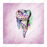 Иллюстрация на холсте Красочный зуб, 30х30 см, розовый фон
